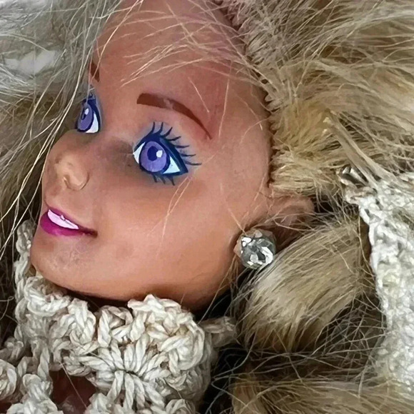 VINTAGE 60s 1966 BARBIE Doll BRIDE CROCHET KNIT Wedding Gown DRESS Mattel Inc - Picture 13 of 14